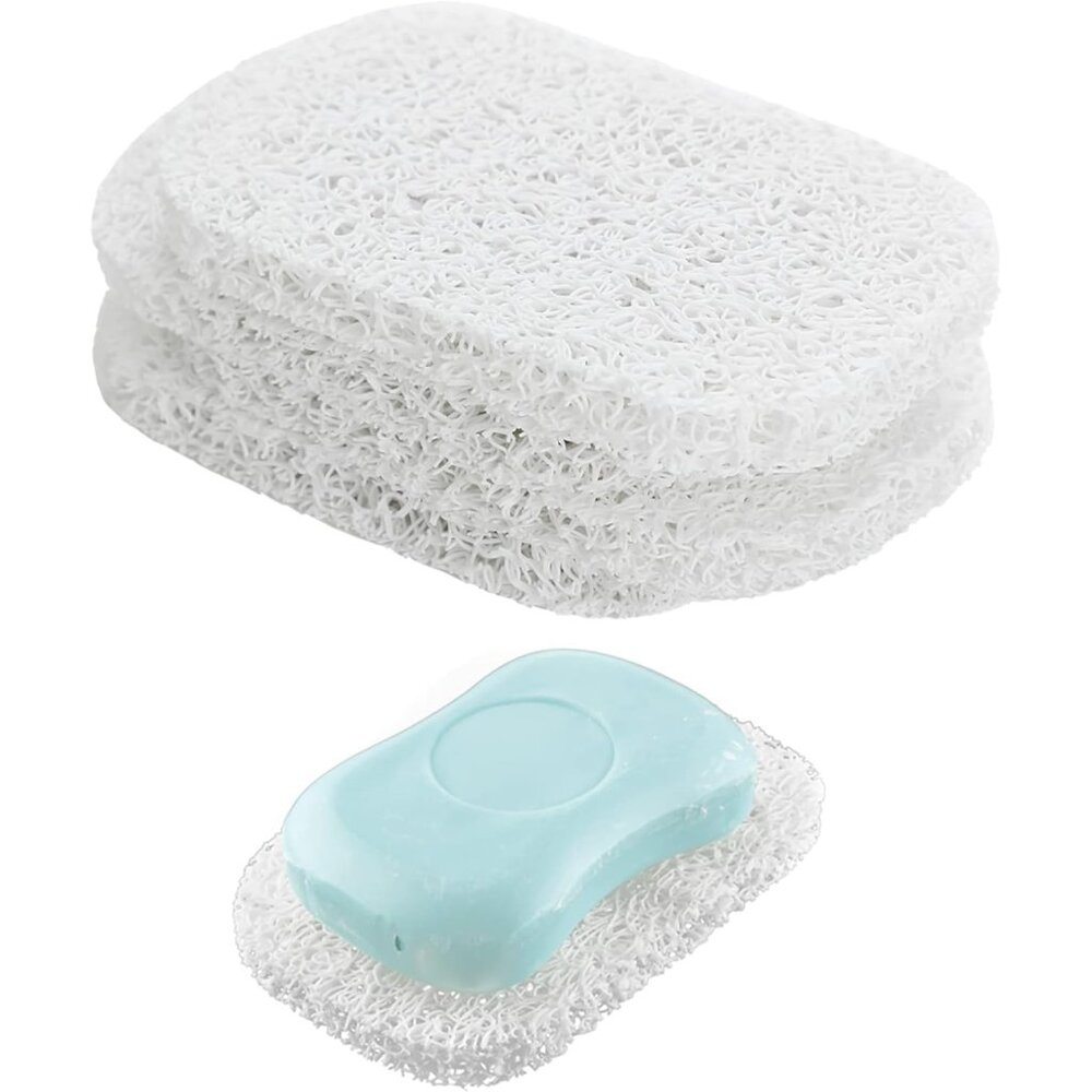 4 Pack White Soap Saver Holder for Bar Soap Shower Bathroom Dish Self Draining L